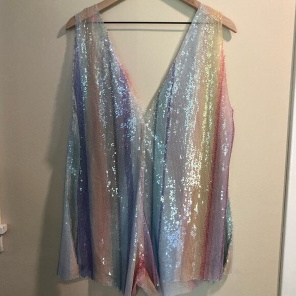 FARM Rio Rainbow Romper Music Festival/Eras Tour/Pride/Hippie/Boho size L - Picture 1 of 14